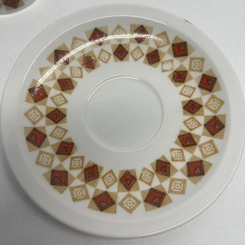 Vintage German Style Set Demitasses Porcelain Tea Espresso MCM Set 6 Cups Saucer